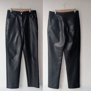 WILFRED Black Faux-Leather Straight Leg Pants